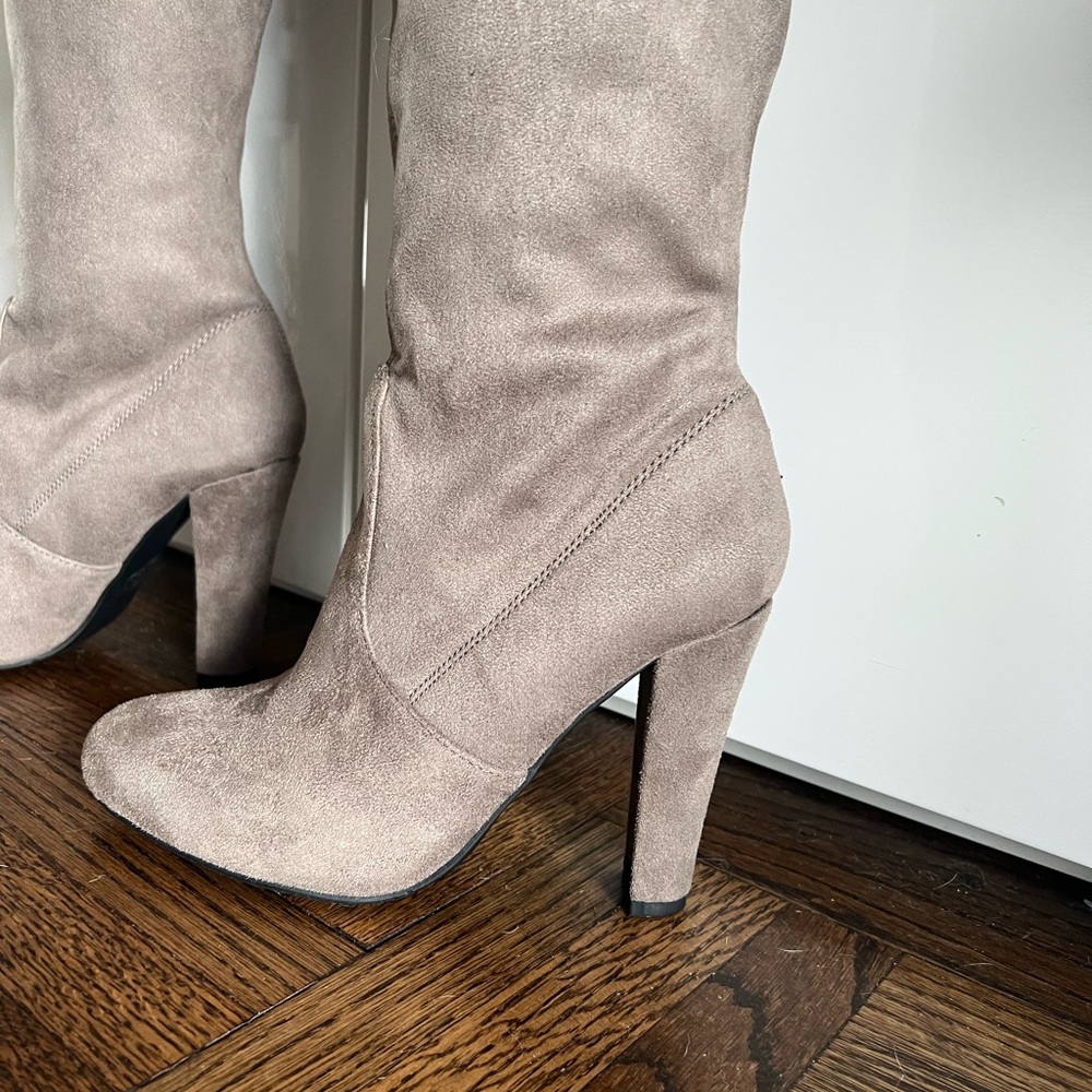 Steve Madden Gorgeous Over the Knee Boots, TAUPE, size 7